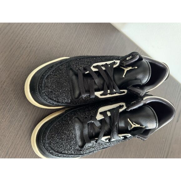 Nike Jordan 3 Retro AWOK Vogue Womens Black glitter sneakers Size 9 Shoes - Picture 5 of 7